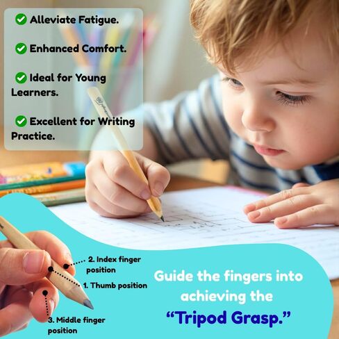 Thick Fat Jumbo Triangular Pencils for Hand Writing Drawing, Age 2+, Preschoolers, Early Learners, and those with Special Needs. Sets of 10 natural wood pencils with a wood sharpener and eraser. in Saudi Arabia