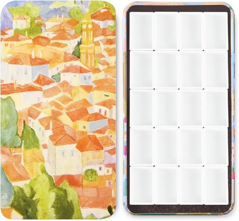 Watercolor Tin Palette Paint Case with 20Pcs Full Pans, Magnetic Stripe, Metal Art Paint Mixing Tray, Portable Empty Paint Box for DIY Watercolor Oils or Acrylics in Saudi Arabia