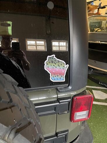Wisconsin 6" Trout Fly Fishing Bumper 3-Sticker Set – Waterproof Vinyl Decals Featuring Brown, Rainbow & Brook Trout, Ideal for Trucks, Boats, Coolers & Outdoor Gear, Made in USA in Saudi Arabia