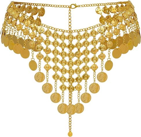 Topbuti Coins Belly Dance Hip Scarf Belt Belly Dancer Belt Scarf Skirt for Women Dancing Halloween Costume Accessory in Saudi Arabia