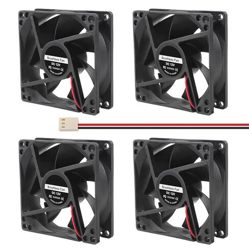 4PCS 80mm DC Brushless Cooling Fan 12V High Airflow Cooling Fan Dual Ball Bearing 2 Wire 3 Pin for PC Case Computer RV Refrigerator, 80 x 25mm in Saudi Arabia