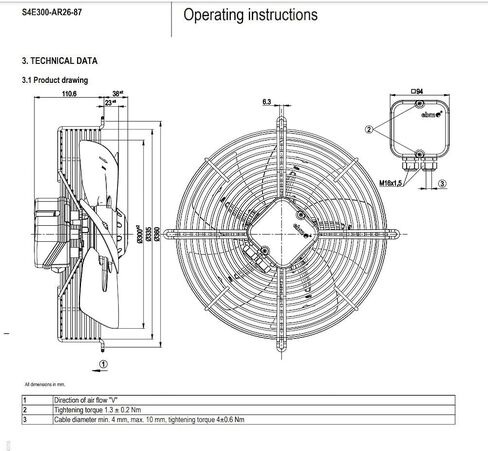 S4E300-AR26-87 for Ebm Papst Fan 68W 230V 0.3A Axial Cooling Fan for Condenser/Evaporator in Saudi Arabia