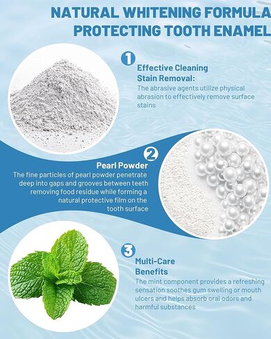 Teeth Whitening Powder, Toothpaste Whitening Powder Stain Removal Without Sensitivity, Natural Teeth Whitener Refreshing Mint Flavor Breath Freshener, 0.5 Ounce (Pack of 1) in Saudi Arabia