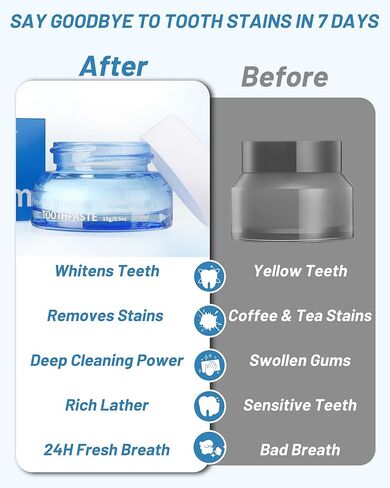 Teeth Whitening Powder, Toothpaste Whitening Powder Stain Removal Without Sensitivity, Natural Teeth Whitener Refreshing Mint Flavor Breath Freshener, 0.5 Ounce (Pack of 1) in Saudi Arabia