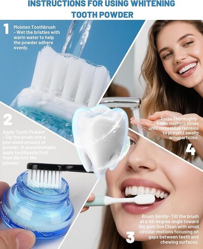 Teeth Whitening Powder, Toothpaste Whitening Powder Stain Removal Without Sensitivity, Natural Teeth Whitener Refreshing Mint Flavor Breath Freshener, 0.5 Ounce (Pack of 1) in Saudi Arabia