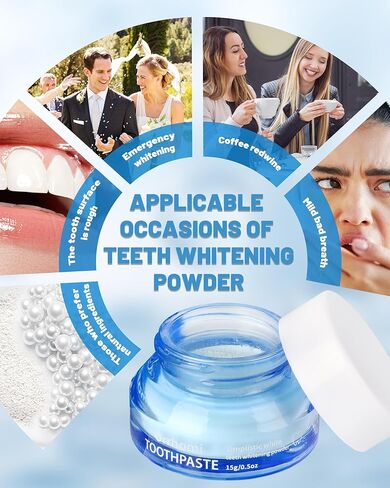 Teeth Whitening Powder, Toothpaste Whitening Powder Stain Removal Without Sensitivity, Natural Teeth Whitener Refreshing Mint Flavor Breath Freshener, 0.5 Ounce (Pack of 1) in Saudi Arabia