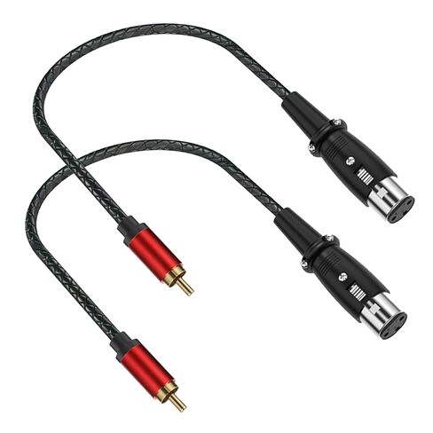 كابل صوت RCA ذكر إلى XLR أنثى قصير، توازن 3Pin XLR أنثى إلى RCA كابل صوت مضخم صوت غير متوازن، موصل معدني مطلي بالذهب 24 قيراط 1FT 2Pack in Kuwait
