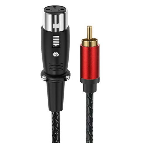 كابل صوت RCA ذكر إلى XLR أنثى قصير، توازن 3Pin XLR أنثى إلى RCA كابل صوت مضخم صوت غير متوازن، موصل معدني مطلي بالذهب 24 قيراط 1FT 2Pack in Kuwait