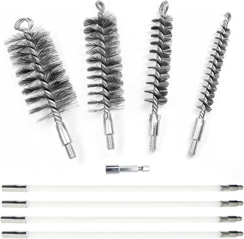 50 in Pipe Cleaning Kit, Stainless Steel Bristles Brush Set, Tube Brush with 4 Flexible Rods,Wire Brush with Hex Shank for Drill,4 PCS Pipe Brush for Auto Parts, Bottles, Tubes,Drain in Saudi Arabia