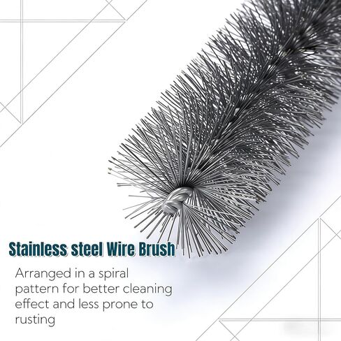 50 in Pipe Cleaning Kit, Stainless Steel Bristles Brush Set, Tube Brush with 4 Flexible Rods,Wire Brush with Hex Shank for Drill,4 PCS Pipe Brush for Auto Parts, Bottles, Tubes,Drain in Saudi Arabia