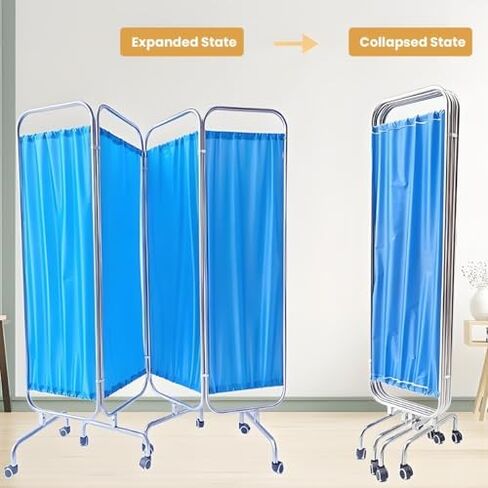 Portable Medical Privacy Screen - Rolling Room Divider with Steel Frame, Adjustable 39-118 Inch W, 70.9 Inch H - Ideal for Hospitals, Clinics, Salons, and Wards. in Saudi Arabia