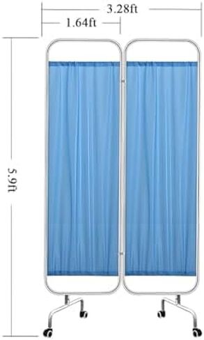 Portable Medical Privacy Screen - Rolling Room Divider with Steel Frame, Adjustable 39-118 Inch W, 70.9 Inch H - Ideal for Hospitals, Clinics, Salons, and Wards. in Saudi Arabia