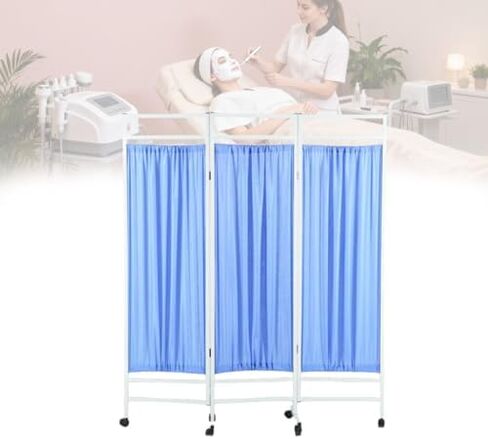 Mobile 3 Panel Medical Privacy Screen - Portable Folding Room Divider on Wheels, Double Layer Waterproof Fabric for Hospital Clinic Ward - Privacy Solutions (White) in Saudi Arabia