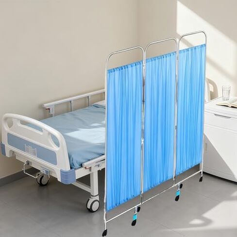 Portable Rolling Medical Privacy Screen Room Divider - 3-Panel Flexible Partition with Wheels, Easy to Clean, Ideal for Hospitals, Clinics, and Home Use in Saudi Arabia