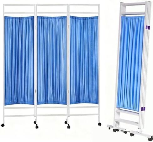 Portable Medical Privacy Screen with Lockable Wheels - Foldable Room Divider for Hospitals & Clinics - 3/4/5/6 Panels, Easy to Move, Blue (3 Panels) in Saudi Arabia