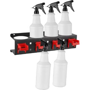 MOLIGOU Spray Bottle Holder Wall Mount, Detailing Bottle Organizer, Spray Bottle Rack with 4 Holes and 4 Hooks in Saudi Arabia