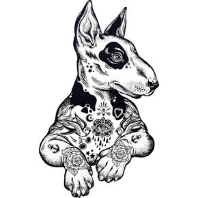 ملصق Cool Pen Sketch Art Bull Terrier Dog - وشم أبيض وأسود من الفينيل (طوله 12 بوصة) in Kuwait