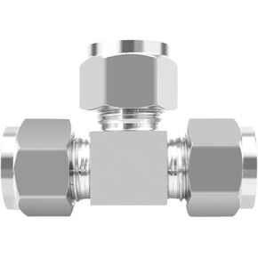 1pc 3 4 6 8 10 12 mm 1/8 1/4 3/8 1/2 Pipe OD Tee 3 Way Double Ferrule Tube Fittings T-Type SS304/316L Stainless Steel(SS316,10mm) in Kuwait