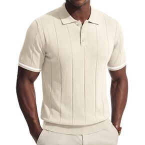 PRIVIMIX Mens Knit Texture Polo Shirts Sweater Short Sleeve Casual Polo Shirts with Button for Summer Golf in Saudi Arabia