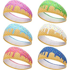 6 Pcs Baseball Drip Headband Ice Cream Drip Teenager Sweatband Multi-Color Elastic Polyester for Baseball Football Golf Sports Women and Men Accessories in Kuwait