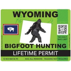 وايومنغ Bigfoot الصيد تصريح ملصق يموت قطع ملصق Sasquatch مدى الحياة 5 "الوفير خزانة نافذة الكمبيوتر المحمول-العصي على أي سطح in Kuwait