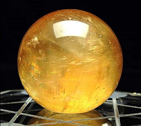 Crystal Ball with Stand,Gem Ball,Meditation Balls 1Pcs Dia 40mm Yellow Iceland Spar Optical Calcite Quartz Sphere Ball with The Stand in Saudi Arabia