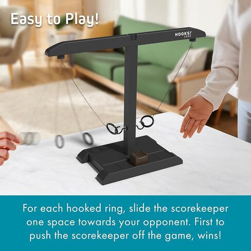 Craggy Games Hooks! CORE – Ring Toss Game for Adults with Built-in Scoring – 2 Player Hook and Ring Tabletop Game – Indoor Outdoor in Saudi Arabia