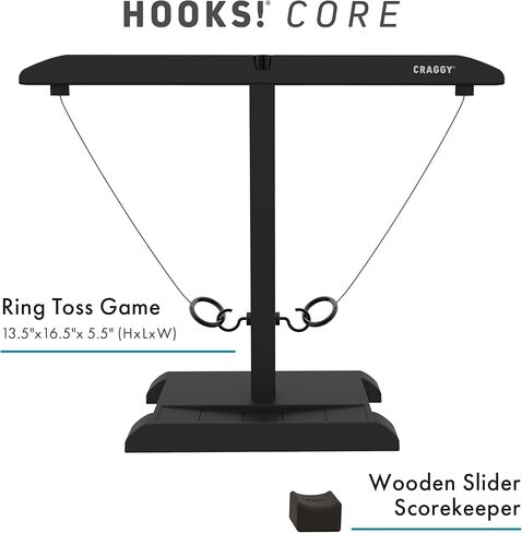 Craggy Games Hooks! CORE – Ring Toss Game for Adults with Built-in Scoring – 2 Player Hook and Ring Tabletop Game – Indoor Outdoor in Saudi Arabia