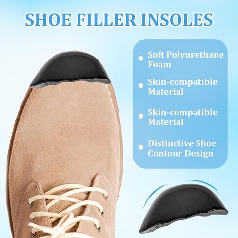 3 Pairs Shoe Filler for Too Big Shoes, Toe Filler Cushion Inserts for Loose Shoes Sneakers Flats Boots, Women and Men, Making Shoe Smaller (Black) in Saudi Arabia