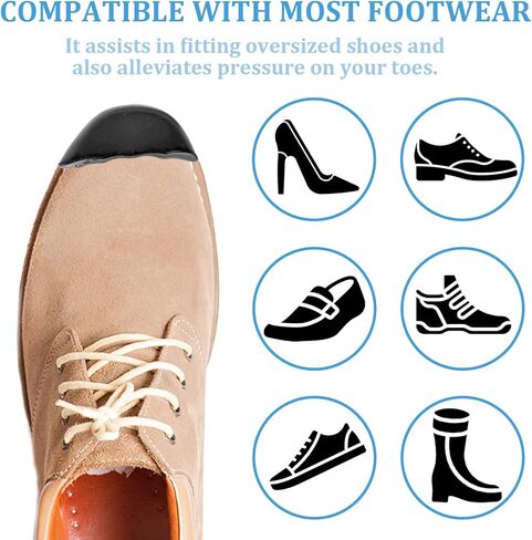 3 Pairs Shoe Filler for Too Big Shoes, Toe Filler Cushion Inserts for Loose Shoes Sneakers Flats Boots, Women and Men, Making Shoe Smaller (Black) in Saudi Arabia