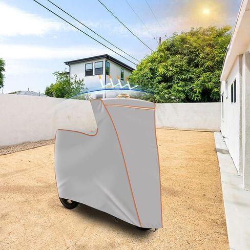 JOJOCY Cover for Electric Scooter with Seat, 1680D Oxford Cloth Heavy-Duty 47*45*8in With Reflective Strips and Straps Waterproof UV-Resistant Dustproof Anti-Scratch Scooter Cover with Storage Pouch in Saudi Arabia