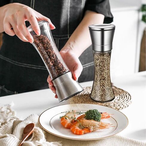 Stainless Steel Mills Pepper Grinder or Salt Grinder, Adjustable Coarseness Manual Grinder with Stainless Steel Cap, Ceramic Blades, 6.1 OZ Capacity (7.4" High) in Saudi Arabia