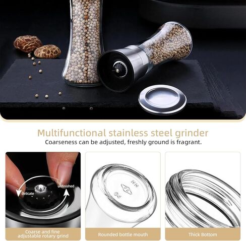 Stainless Steel Mills Pepper Grinder or Salt Grinder, Adjustable Coarseness Manual Grinder with Stainless Steel Cap, Ceramic Blades, 6.1 OZ Capacity (7.4" High) in Saudi Arabia