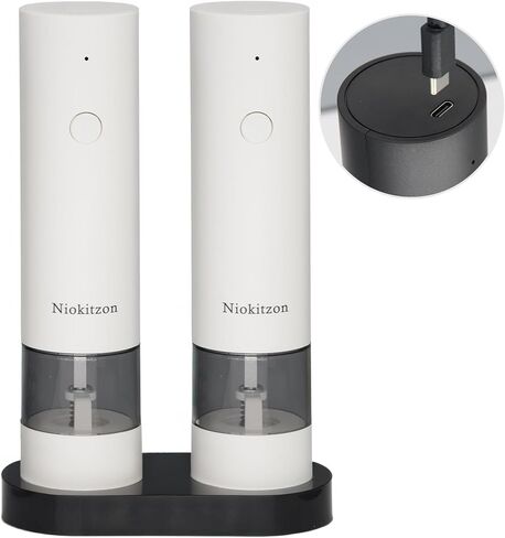 Electric Salt and Pepper Grinder Set,Automatic Salt Pepper Mill Shakers, Adjustable Coarseness, One-Hand Operation Electric pepper grinder,Pepper mills with stand, Seasoning Tools for Kitchen,Gifting in Saudi Arabia