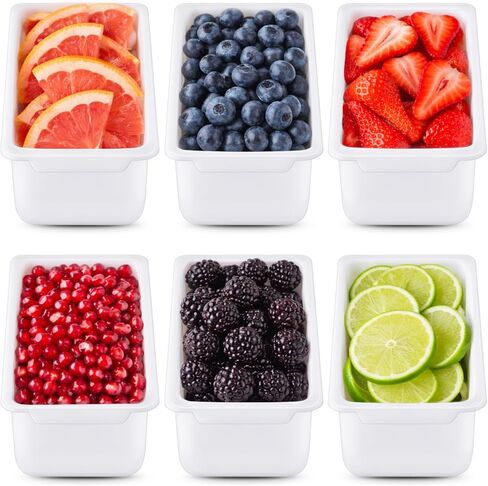 6 Pack 1 Pint Condiment Replacement Insert 5-3/4" x 3" x 3" Insert Condiment Dispenser White Plastic Garnish Tray Food Fruit Container Garnish Tray for Home Kitchen Restaurant Bar in Saudi Arabia
