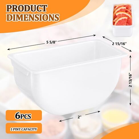 6 Pack 1 Pint Condiment Replacement Insert 5-3/4" x 3" x 3" Insert Condiment Dispenser White Plastic Garnish Tray Food Fruit Container Garnish Tray for Home Kitchen Restaurant Bar in Saudi Arabia