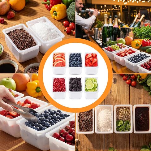 6 Pack 1 Pint Condiment Replacement Insert 5-3/4" x 3" x 3" Insert Condiment Dispenser White Plastic Garnish Tray Food Fruit Container Garnish Tray for Home Kitchen Restaurant Bar in Saudi Arabia