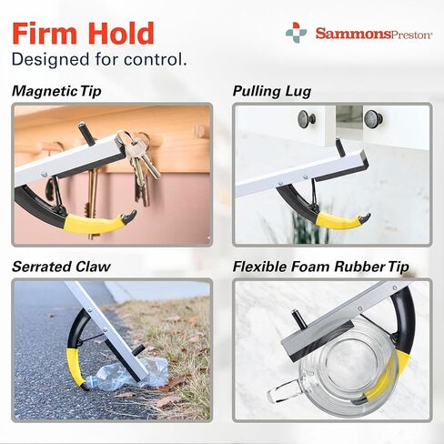 Sammons Preston Reacher, 26" Lightweight Grabber Reacher Tool with Magnetic Tip, Ergonomic Grip & Claw Jaw, Portable Reaching Aid for Seniors, Daily Living & Home Use, Standard Silver, 2 pack in Saudi Arabia
