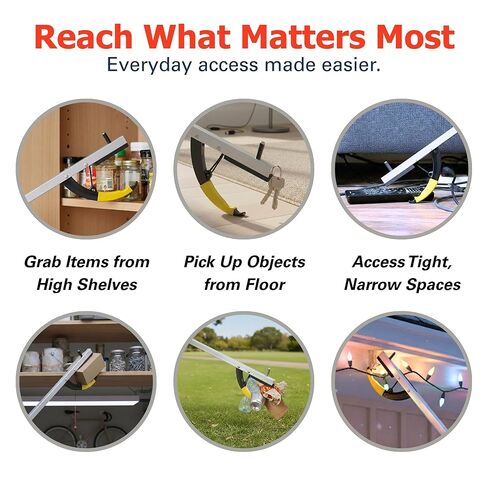 Sammons Preston Reacher, 26" Lightweight Grabber Reacher Tool with Magnetic Tip, Ergonomic Grip & Claw Jaw, Portable Reaching Aid for Seniors, Daily Living & Home Use, Standard Silver, 2 pack in Saudi Arabia