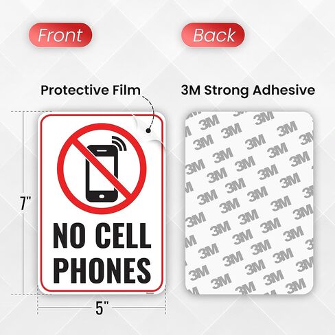 1PC No Cell Phone Use Sign, 7 x 5 Inches - Acrylic - No Phone Zone Poster Sticker For Classroom Wedding Business in Saudi Arabia