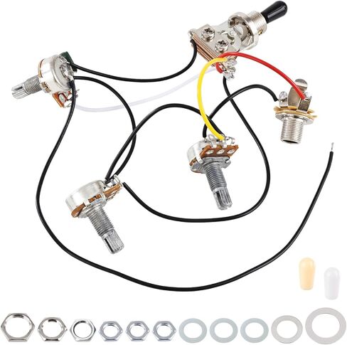 Banworks Electric Guitar Wiring Harness Kit 2 Volume 1 Tone Prewired 3-Way Toggle Switch 500K 2B1A Mini Pots with 6.35mm Output Jack for PRS, Jackson, Schecter Modern Style Electric Guitars JT/DLZC-01 in Saudi Arabia