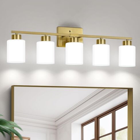 FonmYim Black Bathroom Light Fixtures, 3-Light Modern Vanity Light Over Mirror, Wall Sconces with Milky White Frosted Glass Shades, E26 Socket (Bulbs Not Included) in Saudi Arabia
