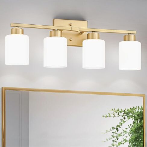 FonmYim Black Bathroom Light Fixtures, 3-Light Modern Vanity Light Over Mirror, Wall Sconces with Milky White Frosted Glass Shades, E26 Socket (Bulbs Not Included) in Saudi Arabia