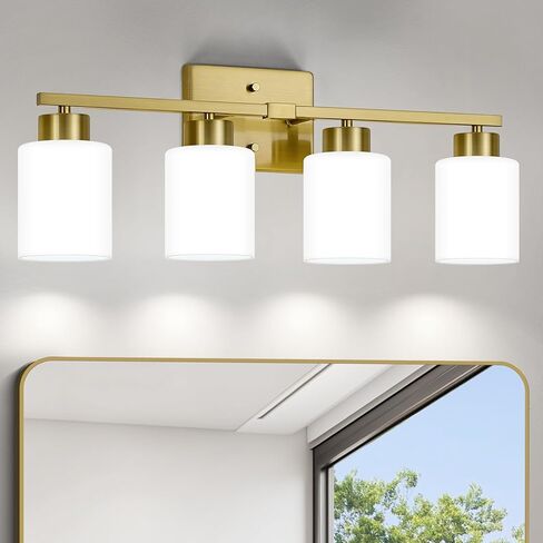FonmYim Black Bathroom Light Fixtures, 3-Light Modern Vanity Light Over Mirror, Wall Sconces with Milky White Frosted Glass Shades, E26 Socket (Bulbs Not Included) in Saudi Arabia