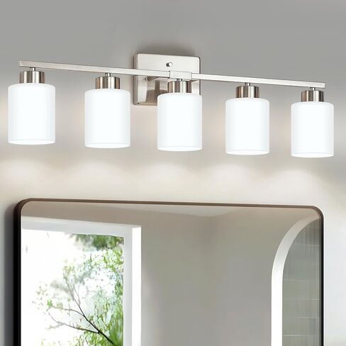 FonmYim Black Bathroom Light Fixtures, 3-Light Modern Vanity Light Over Mirror, Wall Sconces with Milky White Frosted Glass Shades, E26 Socket (Bulbs Not Included) in Saudi Arabia