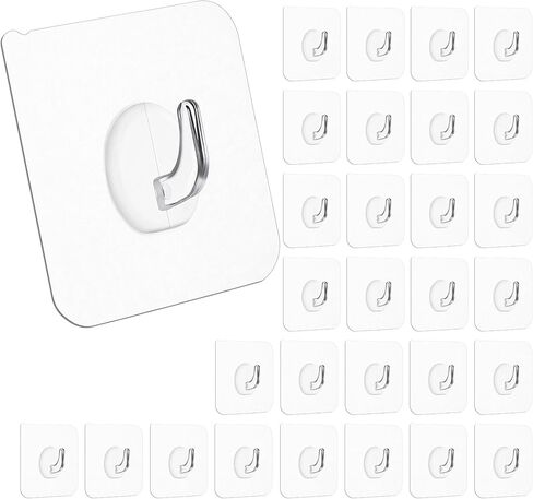 30 Pcs Plastic Hooks for Hanging Small Plastic Hooks Adhesive Removable Clear Adhesive Hook Heavy Duty Stick On Hook for Bedroom Office Home Kitchen Bathroom in Saudi Arabia
