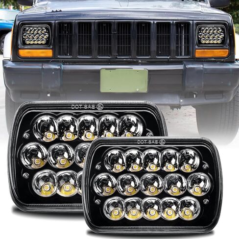 LED DRL Headlight, Headlights Assembly Kit Compatible with 1992-1996 Ford F150/F250/F350/Bronco Headlamp Black Housing Amber Reflector in Saudi Arabia