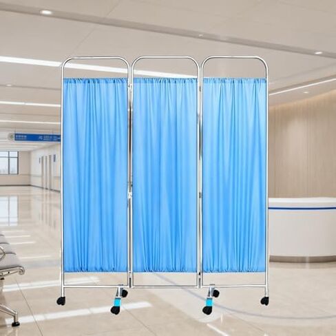 6ft Portable Medical Privacy Screen - 4 Panel Foldable Room Divider for Hospitals & Nursing, Lockable Casters for Easy Mobility, Ideal Patient Privacy Solution in Saudi Arabia