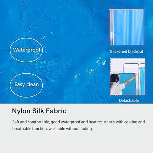 4 Panel Medical Room Divider, 6 Ft Tall Temporary Wall Separator, Detachable Nylon Silk Fabric, Blue Privacy Screen for Clinics, Hospitals, Nursing Homes, Exam Rooms in Saudi Arabia