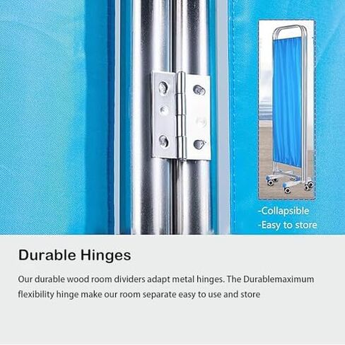 4 Panel Medical Room Divider, 6 Ft Tall Temporary Wall Separator, Detachable Nylon Silk Fabric, Blue Privacy Screen for Clinics, Hospitals, Nursing Homes, Exam Rooms in Saudi Arabia